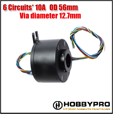 Electroica     6 ȸ 10A    12.7mm  ũ⸦ ȸ/Electroica rotate 6 circuits 10A conductive slip ring 12.7mm bore size for through hole